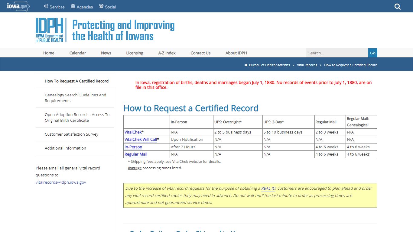 How to Request a Certified Record - idph.iowa.gov